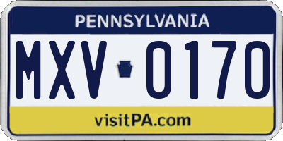 PA license plate MXV0170
