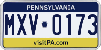 PA license plate MXV0173