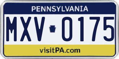 PA license plate MXV0175