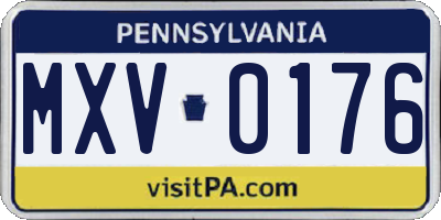PA license plate MXV0176