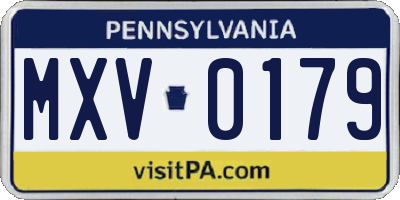 PA license plate MXV0179