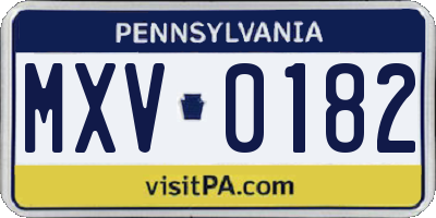 PA license plate MXV0182