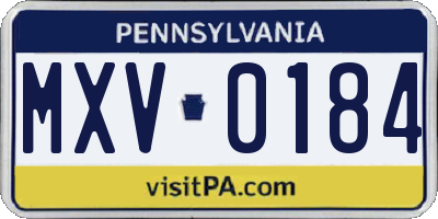 PA license plate MXV0184