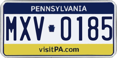 PA license plate MXV0185