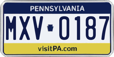 PA license plate MXV0187