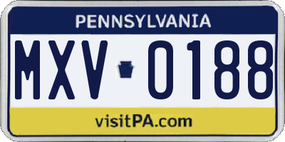 PA license plate MXV0188