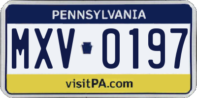 PA license plate MXV0197