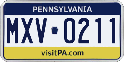 PA license plate MXV0211
