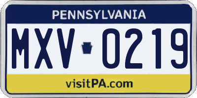 PA license plate MXV0219