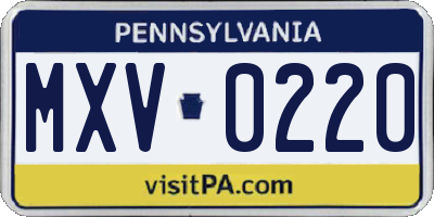 PA license plate MXV0220
