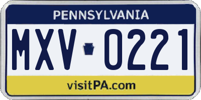 PA license plate MXV0221
