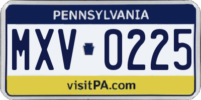 PA license plate MXV0225