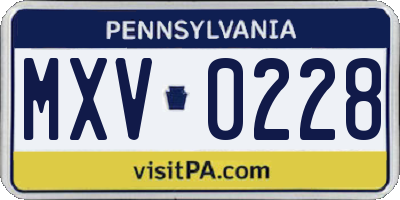 PA license plate MXV0228