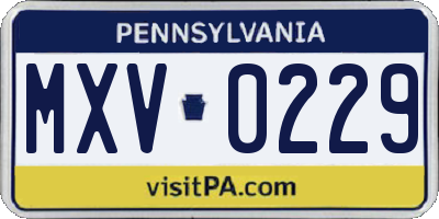 PA license plate MXV0229