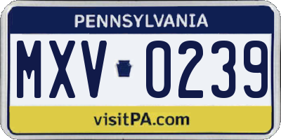 PA license plate MXV0239