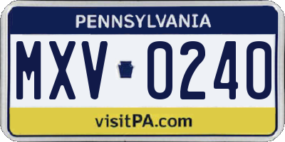 PA license plate MXV0240