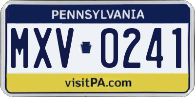 PA license plate MXV0241