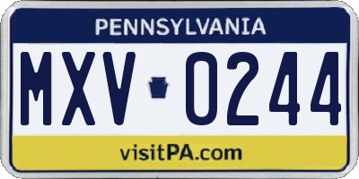 PA license plate MXV0244