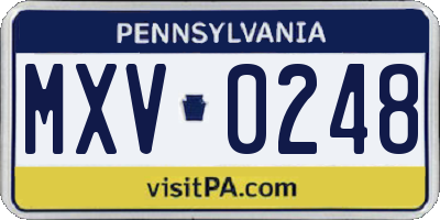 PA license plate MXV0248
