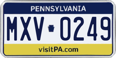 PA license plate MXV0249