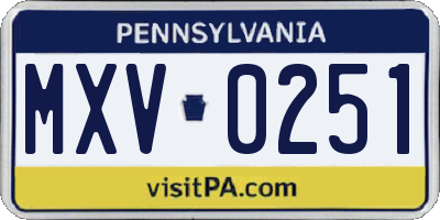 PA license plate MXV0251
