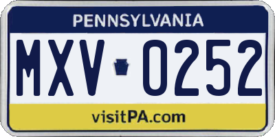 PA license plate MXV0252