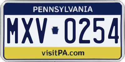PA license plate MXV0254