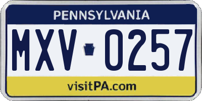 PA license plate MXV0257