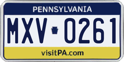 PA license plate MXV0261
