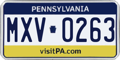 PA license plate MXV0263