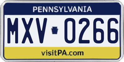 PA license plate MXV0266