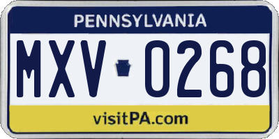 PA license plate MXV0268