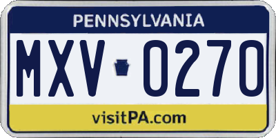 PA license plate MXV0270