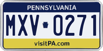 PA license plate MXV0271