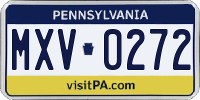 PA license plate MXV0272