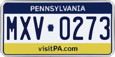 PA license plate MXV0273