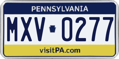 PA license plate MXV0277
