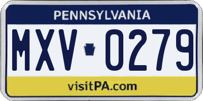 PA license plate MXV0279