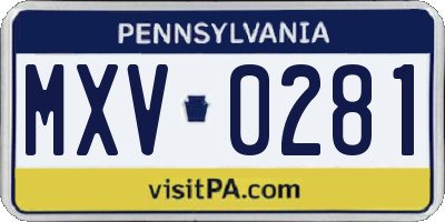 PA license plate MXV0281