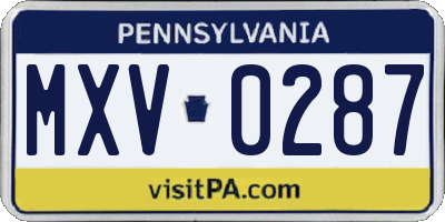 PA license plate MXV0287