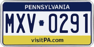 PA license plate MXV0291