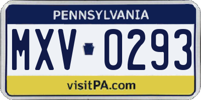 PA license plate MXV0293