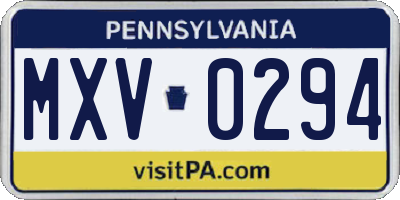 PA license plate MXV0294