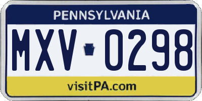 PA license plate MXV0298