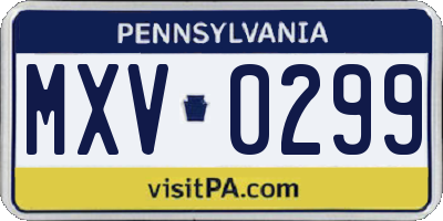 PA license plate MXV0299