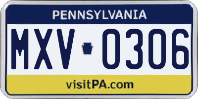 PA license plate MXV0306