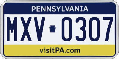 PA license plate MXV0307