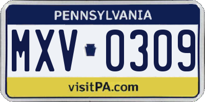 PA license plate MXV0309