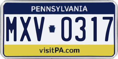 PA license plate MXV0317