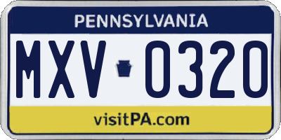 PA license plate MXV0320